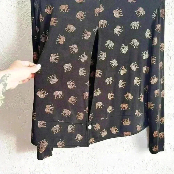 Vintage Ronnie Nicole long sleeve elephant print button up blouse size 14 - Picture 13 of 15